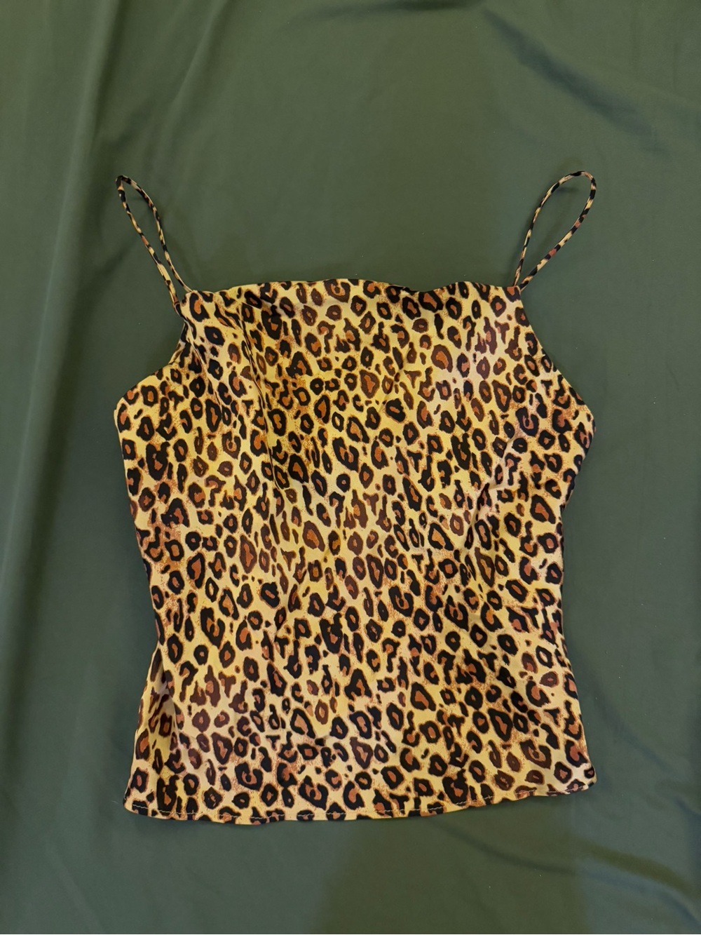 Zara Leopard Print Spaghetti Strap Cami Top - Yellow/Brown